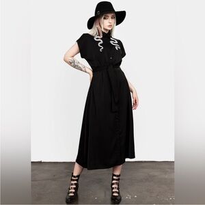 NWT Disturbia Slither Relaxed Midi Dress in Black Sz 12
